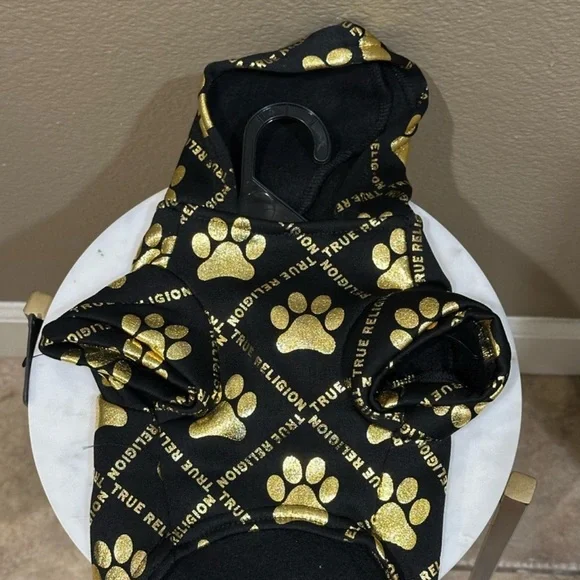 True Religion Metallic Paw Logo Dog Hoodie - Picture 4 of 8